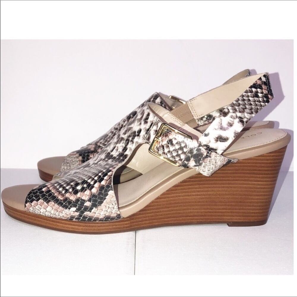 Cole Haan B&W Python Leather Open Toe Ankle Strap… - image 3